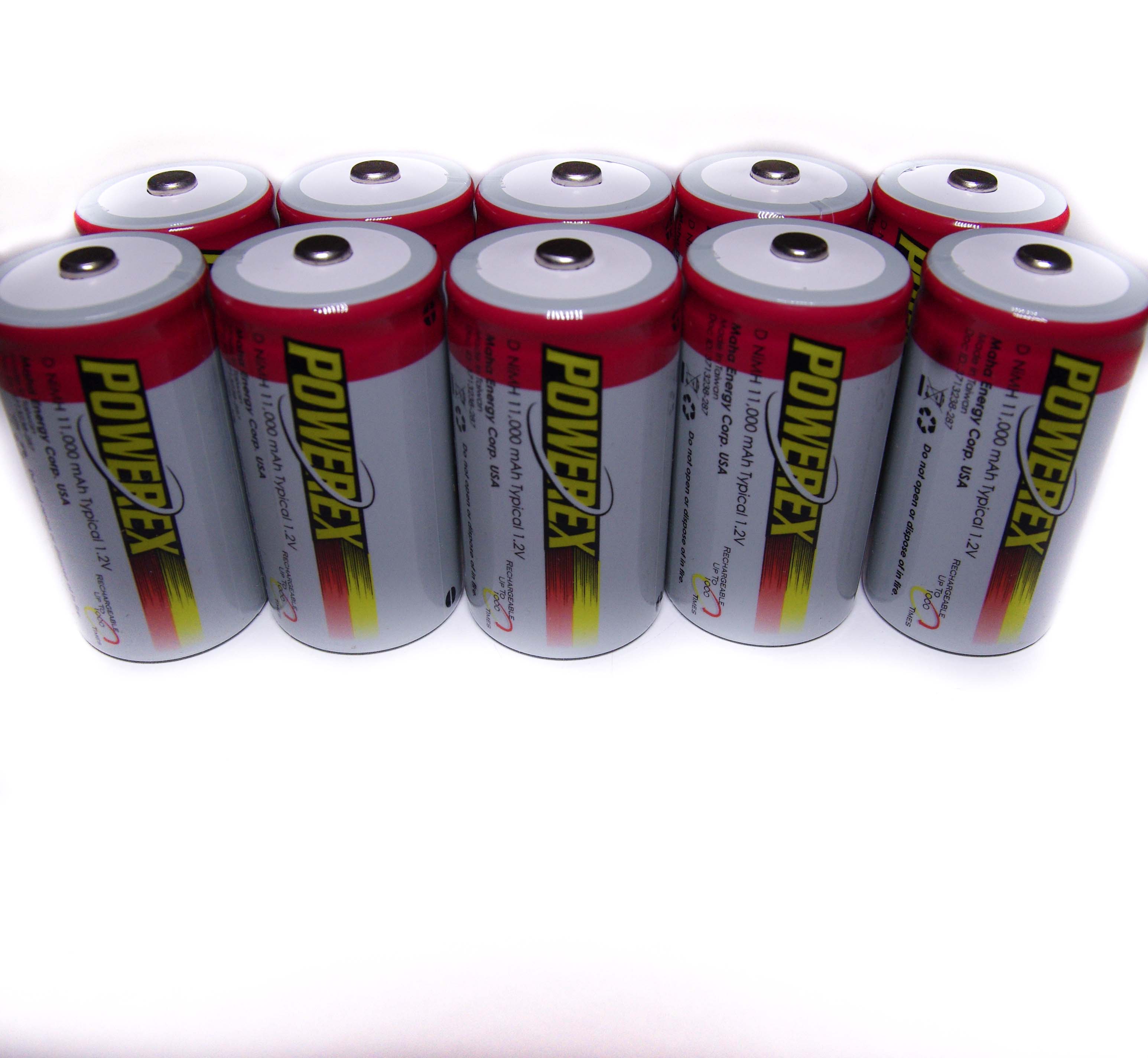 BULK PACK Maha Powerex 11000mAh rechargeable 10xD Batteries (10p