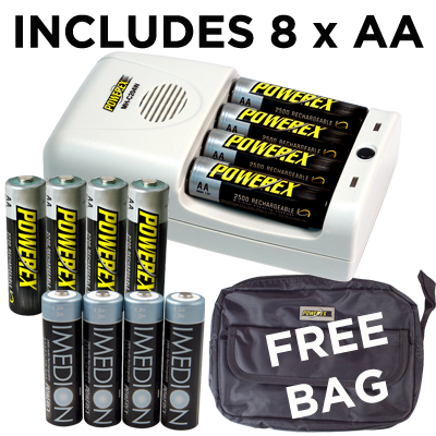 Maha Powerex MH-C204W Charger AA 4x 2700 4x IMEDION Bag Bundle