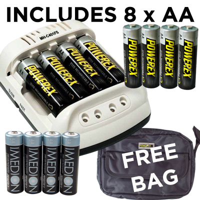 Maha Powerex MH-C401FS Charger 4x 2700 4x IMEDION & Bag Bundle