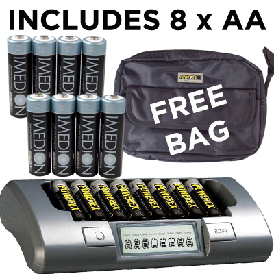 Maha Powerex MH-C800S Charger, 8 x IMEDION 2400mAh Bag