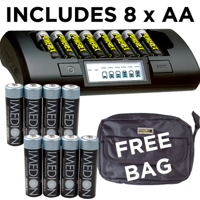 Maha Powerex MH-C801D Charger 8x IMEDION AA 2400mAh Bag