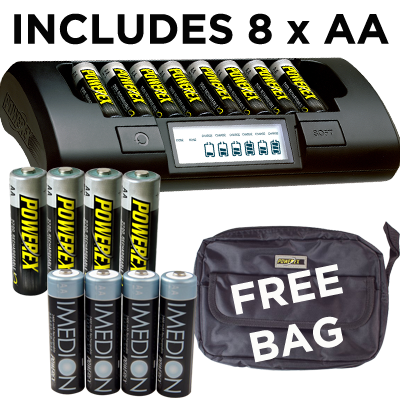 Maha Powerex MH-C801D Charger 4 x 2700 4 x IMEDION Bag