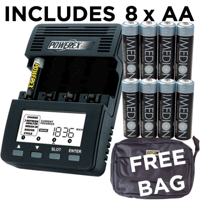 Maha Powerex MH-C9000 Charger & 8x IMEDION AA Battery Bundle