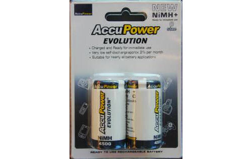 Accupower Evolution C 4500mAh NiMH Low Discharge Batteries 2pk