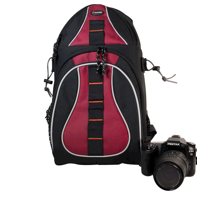 Large Red Black Camera Sling DSLR + 4 lens Backpack