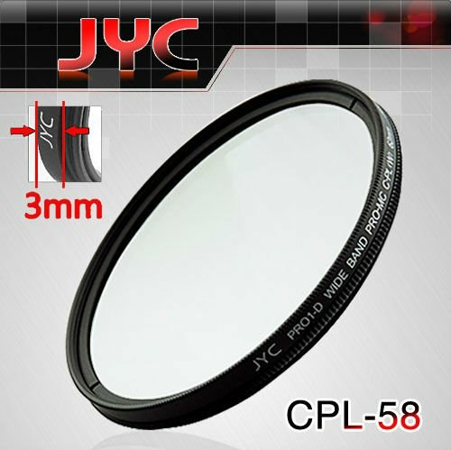 Slim Polarising CPL Filter SLIMLINE JYC PRO 58mm for DSLR Camera