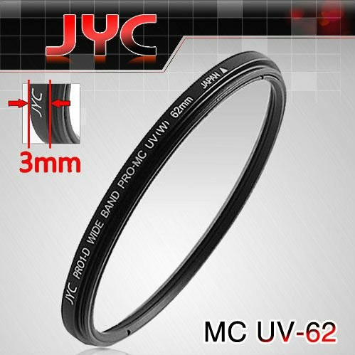 Multi Coat UV Lens Filter SLIMLINE JYC PRO 1-D 62mm for DSLR