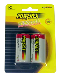 Maha Powerex 5000mAh rechargeable 2xC Batteries (2pk)