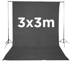 3m Muslin Backdrop WITH Support Stand - Black