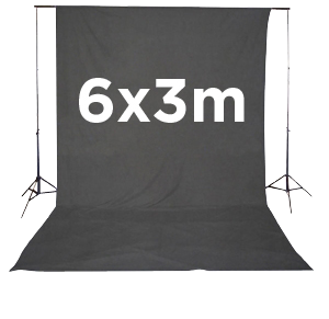 3m x 6m Black Muslin Photo Studio Backdrop with PROLUX Stand