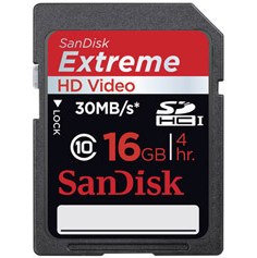 Sandisk Extreme 16Gb Class 10 Extreme SDHC Memory Card, 30mb/sec
