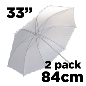 PAIR 33" 83cm White Shoot Through Photographic Umbrellas (2 pcs)