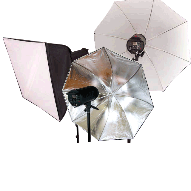 3 400W Studio Flash Lighting Kit inc Umbrellas & Softbox